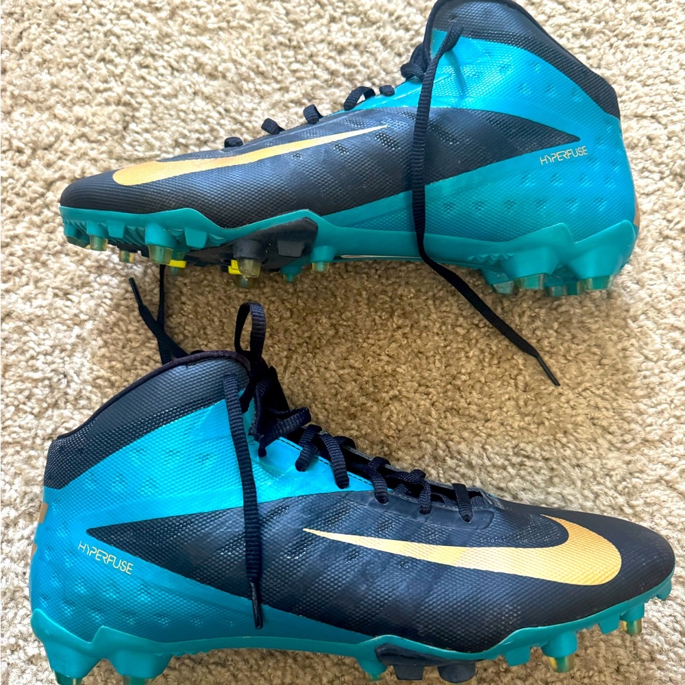 Nike Hyperfuse Blue and Gold Cleats